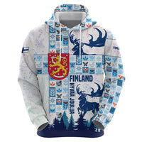 Finland Christmas Hoodie with Reindeer Forest Crest and Nordic Pattern Design - Wonder Print Shop