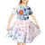 Finland Christmas Kid Short Sleeve Dress with Reindeer Forest Crest and Nordic Pattern Design - Wonder Print Shop
