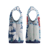 Finland Christmas Knitted V-Neck Vest with Reindeer Forest Crest and Nordic Pattern Design - Wonder Print Shop