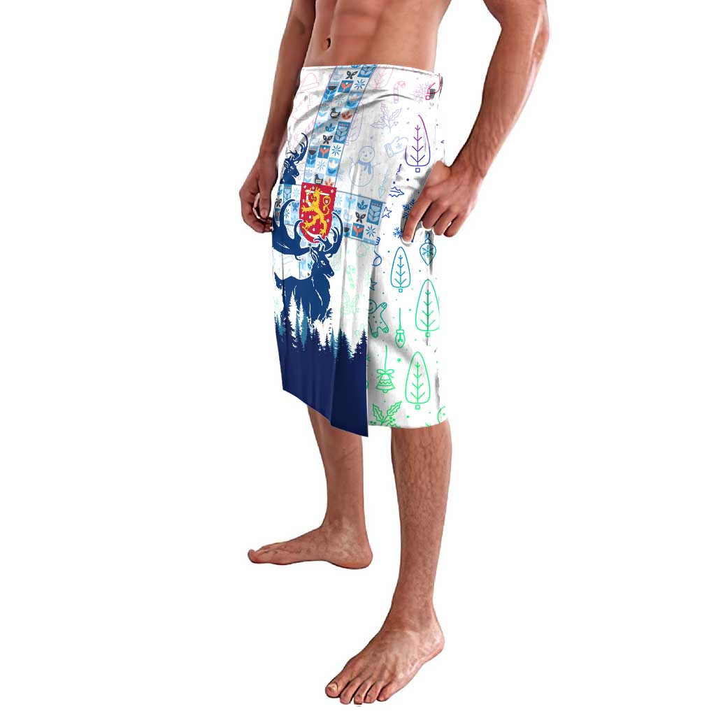 Finland Christmas Lavalava with Reindeer Forest Crest and Nordic Pattern Design - Wonder Print Shop