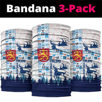 Finland Christmas Neck Gaiter with Reindeer Forest Crest and Nordic Pattern Design - Wonder Print Shop