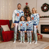 Finland Christmas Pajama Set with Reindeer Forest Crest and Nordic Pattern Design - Wonder Print Shop