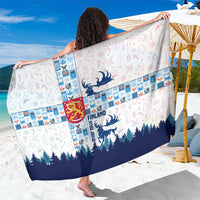 Finland Christmas Sarong with Reindeer Forest Crest and Nordic Pattern Design - Wonder Print Shop