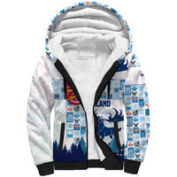 Finland Christmas Sherpa Hoodie with Reindeer Forest Crest and Nordic Pattern Design - Wonder Print Shop