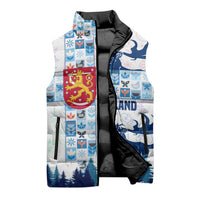 Finland Christmas Sleeveless Puffer Jacket with Reindeer Forest Crest and Nordic Pattern Design - Wonder Print Shop