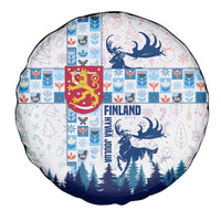 Finland Christmas Spare Tire Cover with Reindeer Forest Crest and Nordic Pattern Design - Wonder Print Shop