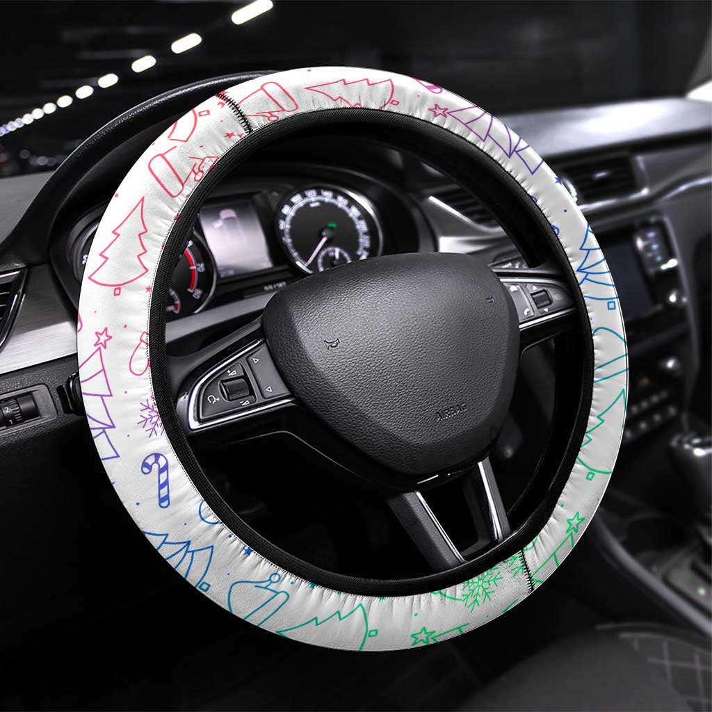 Finland Christmas Steering Wheel Cover with Reindeer Forest Crest and Nordic Pattern Design - Wonder Print Shop