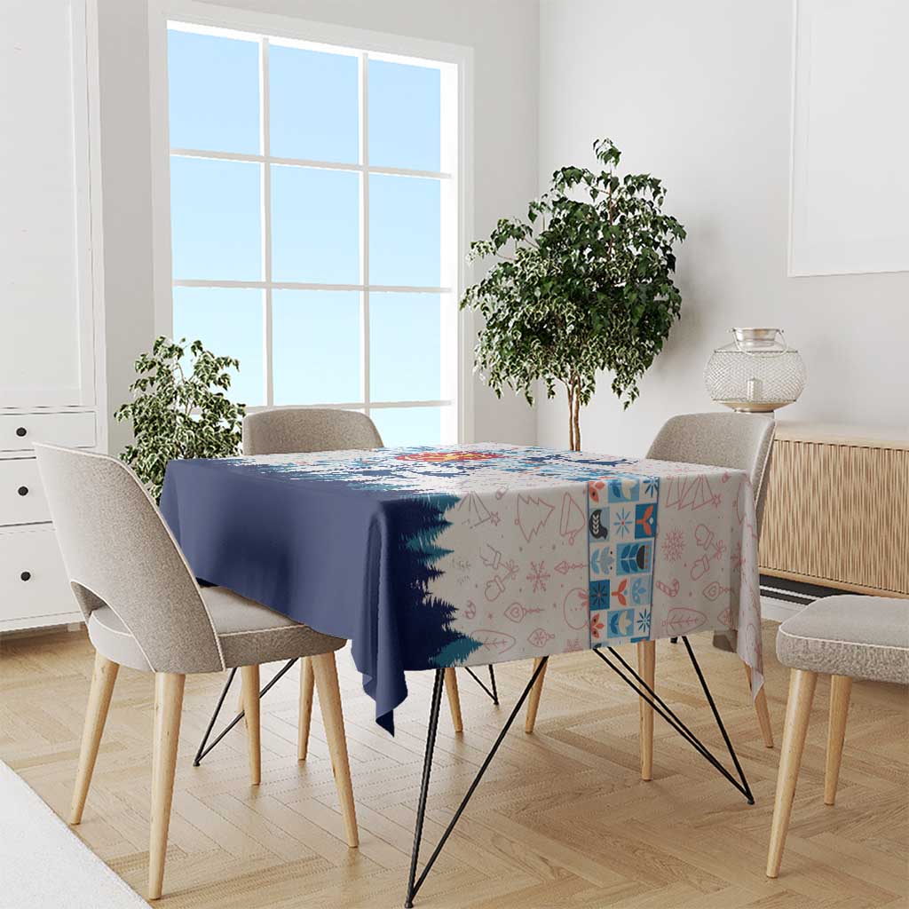 Finland Christmas Tablecloth with Reindeer Forest Crest and Nordic Pattern Design - Wonder Print Shop