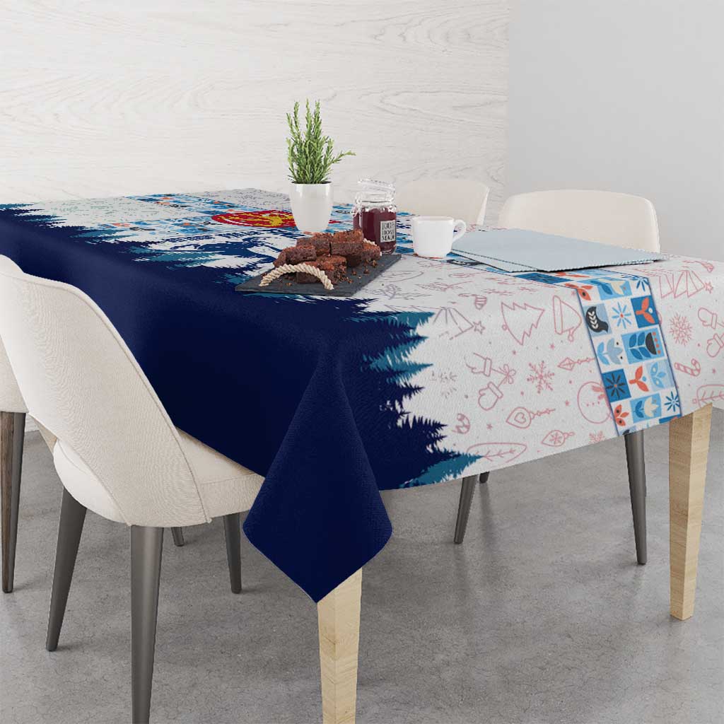 Finland Christmas Tablecloth with Reindeer Forest Crest and Nordic Pattern Design - Wonder Print Shop