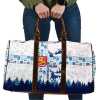 Finland Christmas Travel Bag with Reindeer Forest Crest and Nordic Pattern Design - Wonder Print Shop
