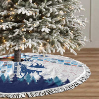 Finland Christmas Tree Skirt with Reindeer Forest Crest and Nordic Pattern Design - Wonder Print Shop