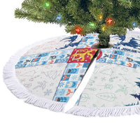 Finland Christmas Tree Skirt with Reindeer Forest Crest and Nordic Pattern Design - Wonder Print Shop