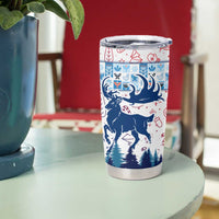 Finland Christmas Tumbler Cup with Reindeer Forest Crest and Nordic Pattern Design - Wonder Print Shop