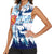 Finland Christmas Women Sleeveless Polo Shirt with Reindeer Forest Crest and Nordic Pattern Design - Wonder Print Shop