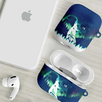 Finland Christmas AirPods Case with Howling Wolf Northern Lights Forest and Snow Design - Wonder Print Shop
