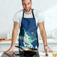 Finland Christmas Apron with Howling Wolf Northern Lights Forest and Snow Design - Wonder Print Shop