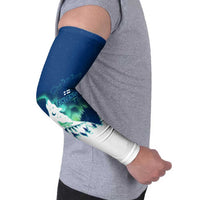 Finland Christmas Arm Sleeves with Howling Wolf Northern Lights Forest and Snow Design - Wonder Print Shop