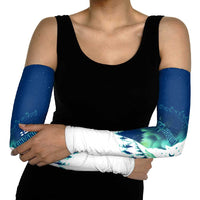 Finland Christmas Arm Sleeves with Howling Wolf Northern Lights Forest and Snow Design - Wonder Print Shop