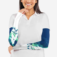 Finland Christmas Arm Sleeves with Howling Wolf Northern Lights Forest and Snow Design - Wonder Print Shop