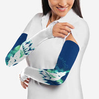 Finland Christmas Arm Sleeves with Howling Wolf Northern Lights Forest and Snow Design - Wonder Print Shop