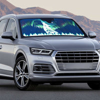 Finland Christmas Auto Sun Shade with Howling Wolf Northern Lights Forest and Snow Design - Wonder Print Shop