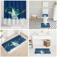 Finland Christmas Bathroom Set with Howling Wolf Northern Lights Forest and Snow Design - Wonder Print Shop