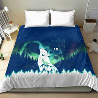 Finland Christmas Bedding Set with Howling Wolf Northern Lights Forest and Snow Design - Wonder Print Shop