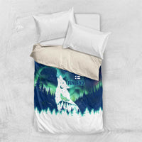 Finland Christmas Bedding Set with Howling Wolf Northern Lights Forest and Snow Design - Wonder Print Shop