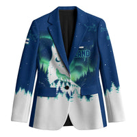 Finland Christmas Blazer with Howling Wolf Northern Lights Forest and Snow Design - Wonder Print Shop