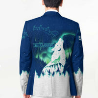 Finland Christmas Blazer with Howling Wolf Northern Lights Forest and Snow Design - Wonder Print Shop