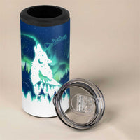 Finland Christmas 4 in 1 Can Cooler Tumbler with Howling Wolf Northern Lights Forest and Snow Design - Wonder Print Shop