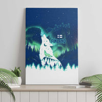 Finland Christmas Canvas Wall Art with Howling Wolf Northern Lights Forest and Snow Design - Wonder Print Shop