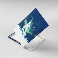 Finland Christmas Canvas Wall Art with Howling Wolf Northern Lights Forest and Snow Design - Wonder Print Shop