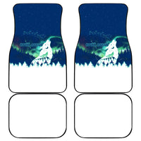 Finland Christmas Car Mats with Howling Wolf Northern Lights Forest and Snow Design - Wonder Print Shop