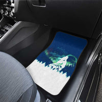Finland Christmas Car Mats with Howling Wolf Northern Lights Forest and Snow Design - Wonder Print Shop