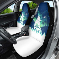 Finland Christmas Car Seat Cover with Howling Wolf Northern Lights Forest and Snow Design - Wonder Print Shop