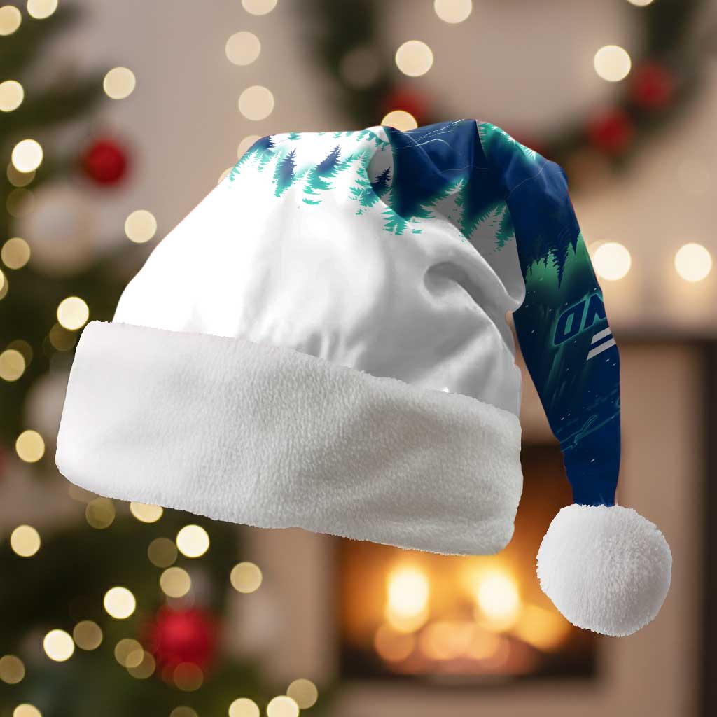 Finland Christmas Santa Hat with Howling Wolf Northern Lights Forest and Snow Design - Wonder Print Shop