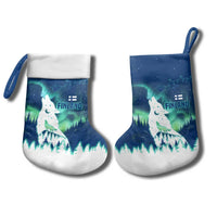 Finland Christmas Stocking with Howling Wolf Northern Lights Forest and Snow Design - Wonder Print Shop