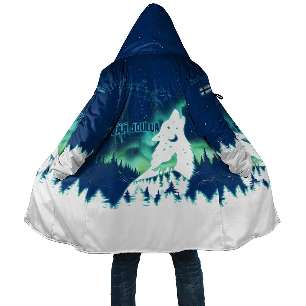 Finland Christmas Cloak with Howling Wolf Northern Lights Forest and Snow Design - Wonder Print Shop