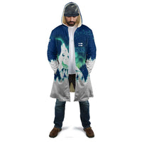 Finland Christmas Cloak with Howling Wolf Northern Lights Forest and Snow Design - Wonder Print Shop