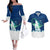 Finland Christmas Couples Matching Off The Shoulder Long Sleeve Dress and Hawaiian Shirt with Howling Wolf Northern Lights Forest and Snow Design - Wonder Print Shop