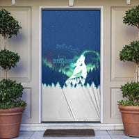 Finland Christmas Door Cover with Howling Wolf Northern Lights Forest and Snow Design - Wonder Print Shop