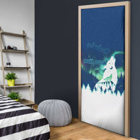 Finland Christmas Door Cover with Howling Wolf Northern Lights Forest and Snow Design - Wonder Print Shop