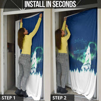 Finland Christmas Door Cover with Howling Wolf Northern Lights Forest and Snow Design - Wonder Print Shop