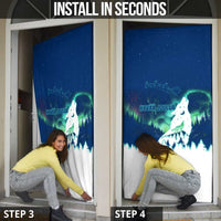 Finland Christmas Door Cover with Howling Wolf Northern Lights Forest and Snow Design - Wonder Print Shop