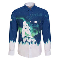 Finland Christmas Family Matching Mermaid Dress and Hawaiian Shirt with Howling Wolf Northern Lights Forest and Snow Design - Wonder Print Shop