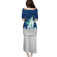 Finland Christmas Family Matching Puletasi and Hawaiian Shirt with Howling Wolf Northern Lights Forest and Snow Design - Wonder Print Shop