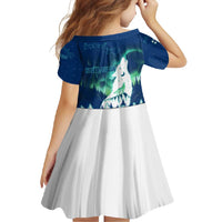 Finland Christmas Family Matching Short Sleeve Bodycon Dress and Hawaiian Shirt with Howling Wolf Northern Lights Forest and Snow Design - Wonder Print Shop