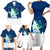 Finland Christmas Family Matching Short Sleeve Bodycon Dress and Hawaiian Shirt with Howling Wolf Northern Lights Forest and Snow Design - Wonder Print Shop