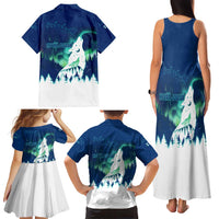 Finland Christmas Family Matching Tank Maxi Dress and Hawaiian Shirt with Howling Wolf Northern Lights Forest and Snow Design - Wonder Print Shop
